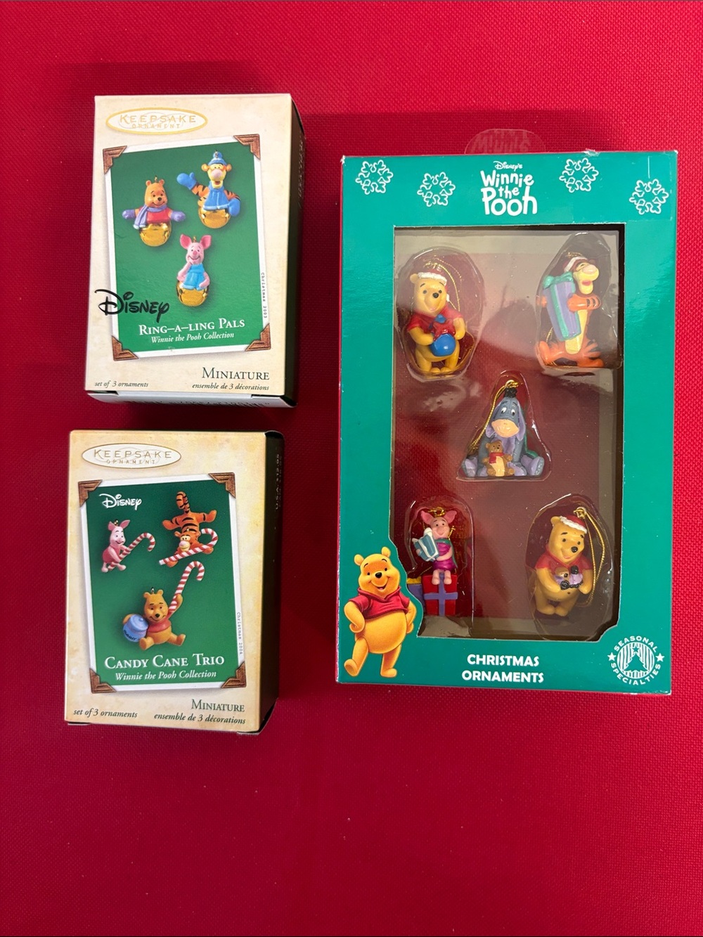 Disney Winnie the Pooh Miniature Ornament Set lot of 3